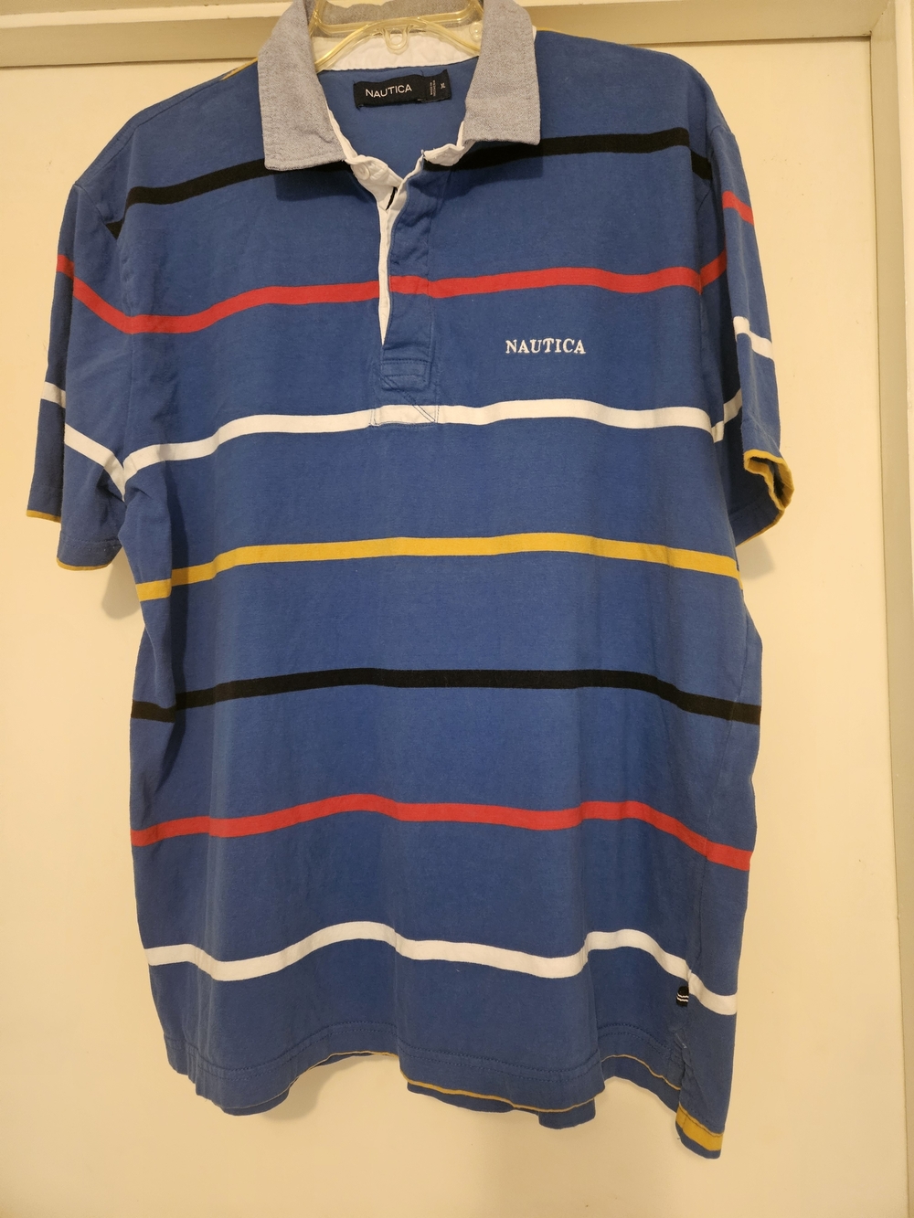 Nautica Blue Polo with Multicolor Stripes